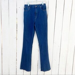 ASOS Denim High Rise Flare Jeans Dark Wash 32/38 Extra Long Inseam 03661336